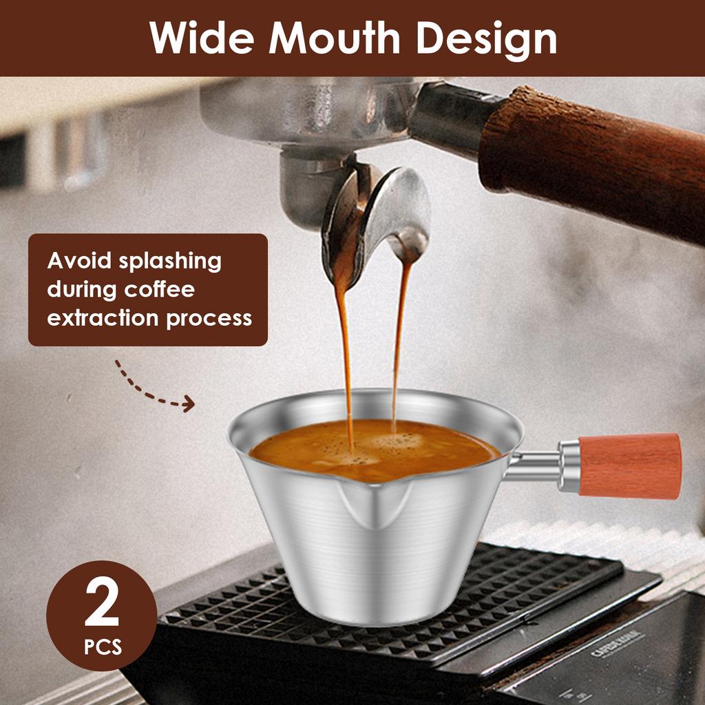 2Pcs Stainless Steel Coffee Extraction Cup with Scale Small Milk Spoon Making Cup Espresso Measuring Cups Kitchen Tools Cup