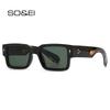 SHAUNA Ins Popular Fashion Square Rivets Men Sunglasses Vintage Punk Gradient Women Trending Dark Green Sun Glasses Shades UV400
