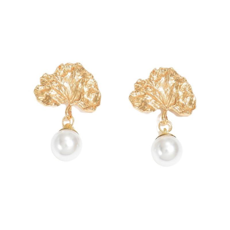 Imitation pearl earrings retro fashion earrings light luxury high-end women's niche asymmetric stud earrings