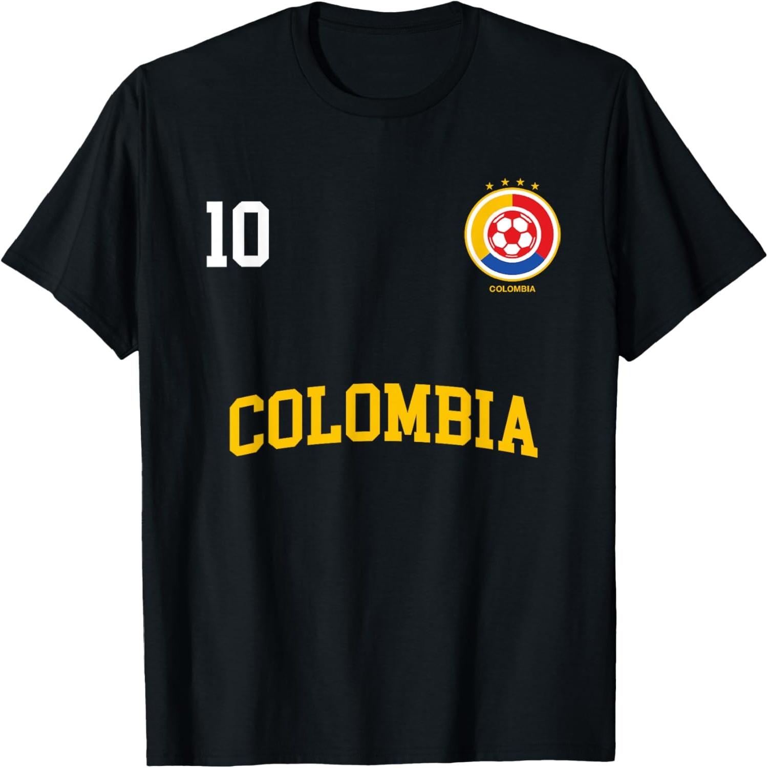 Colombia Soccer Shirt 10 + Back Colombian Flag Camisa Futbol T-Shirt S разноцветный