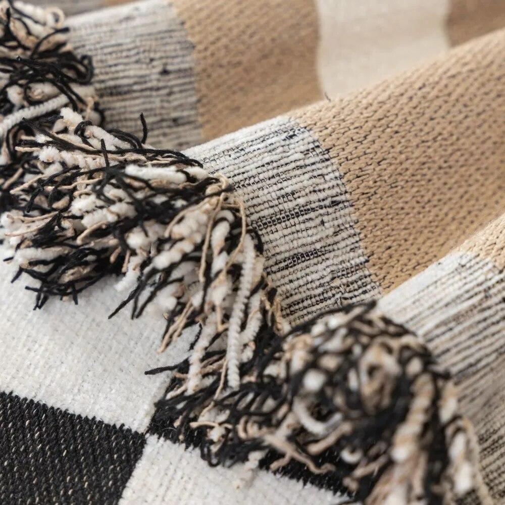Federa per Cuscino Divano Moderno Stile Nordico Double Face in Chenille Nero Bianco Copridivano Protettore Coperta Morbida per Divano