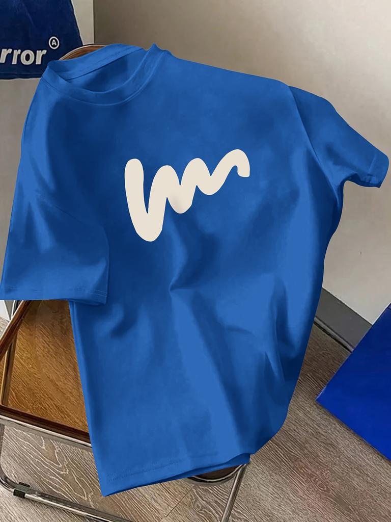 Kreatives Herren-Grafikprint-Oberteil - Lässiges kurzärmeliges Rundhals-T-Shirt für Sommer und Frühling im Freien