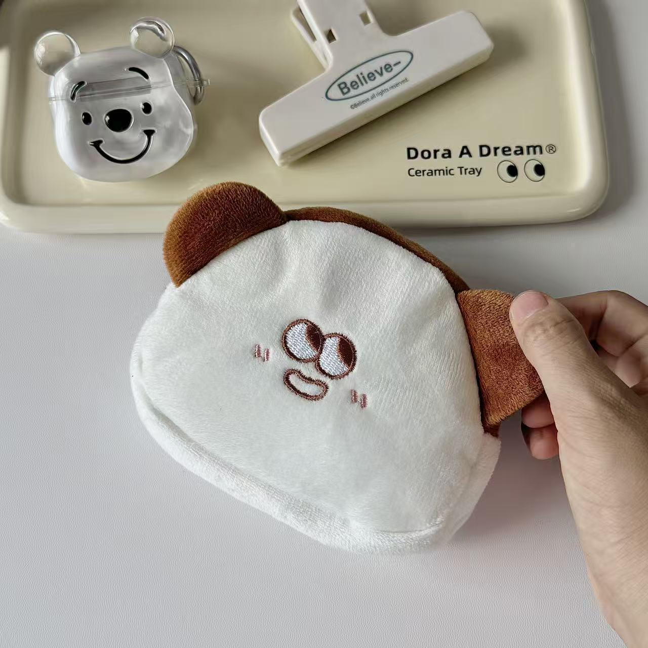 

Creative Korean Funny Expression Plush Teddy Coin Purse & Card Holder білий