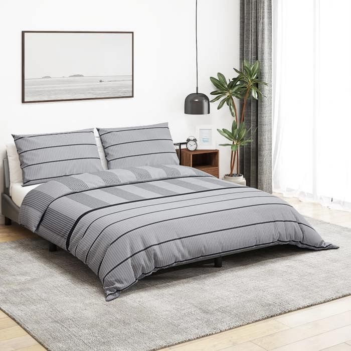 VidaXL Ensemble de housse de couette Gris 200x200 cm Coton 136441