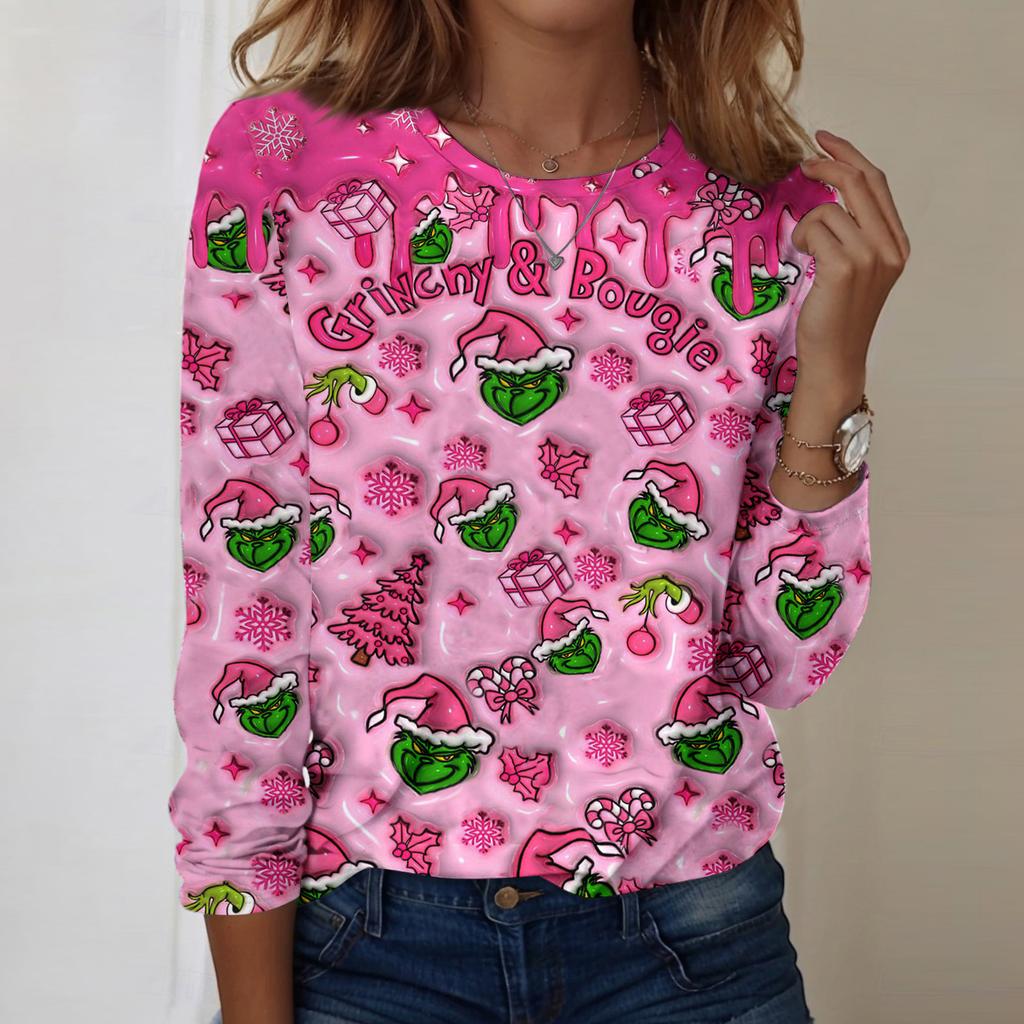 Košile s dlouhým rukávem pro ženy Roztomilý potisk Grafika Trička Halenky Běžné Velikosti Zásadní topy Pulovr