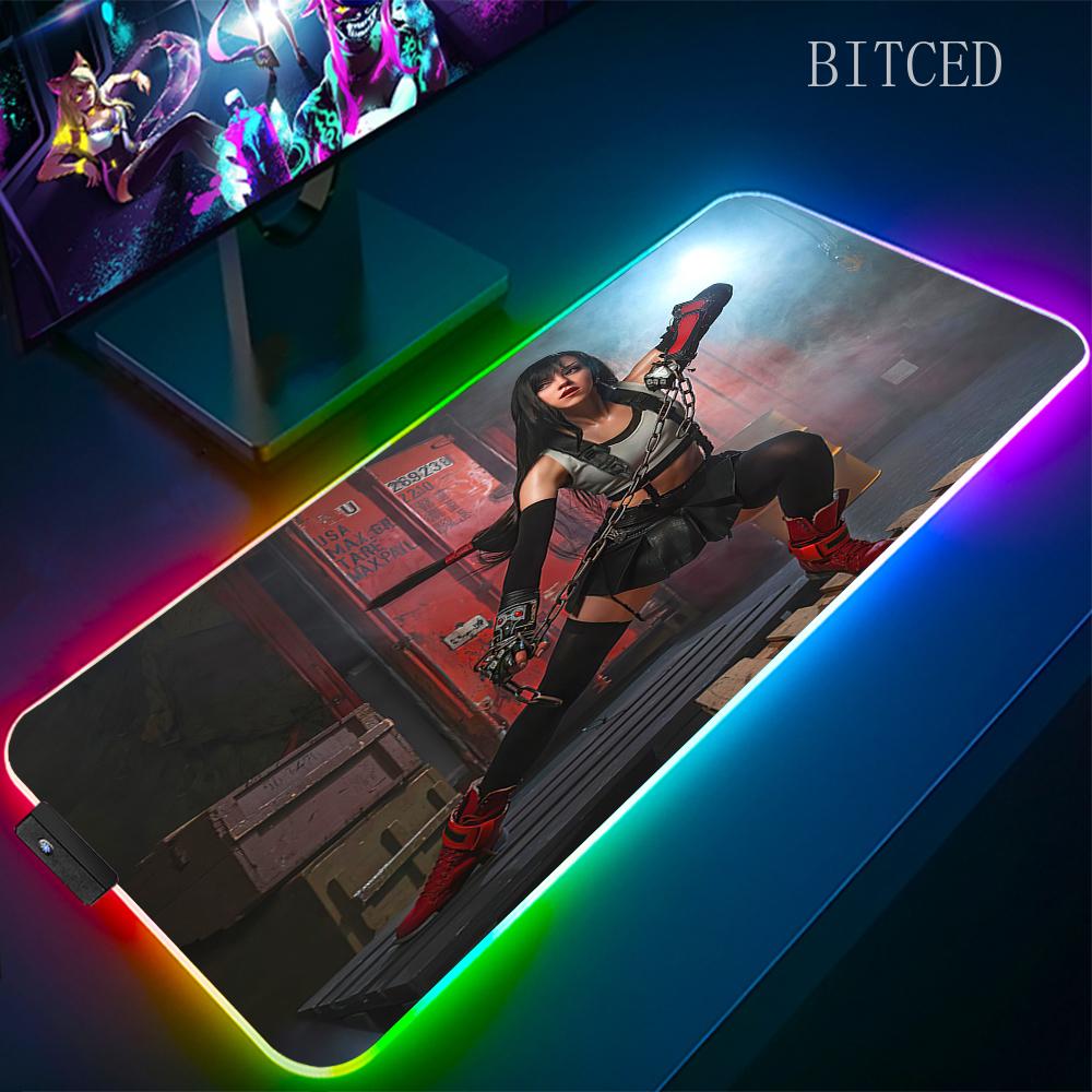 Rgb Final Fantasy Mouse Pad Laptop Mousepad Gaming Cool Mouse Mat Large Gamer Mousepads Speed Cool LED Desk Mat with Backlight