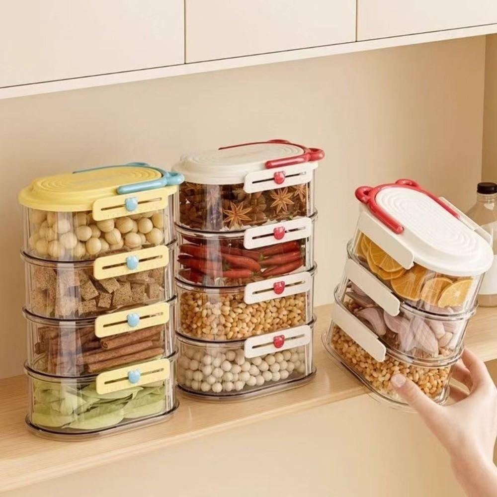 Stackable Spice Storage Box Snap-on Lid Large Capacity Sealed Storage Container Moisture Proof Plastic Spice Dispenser