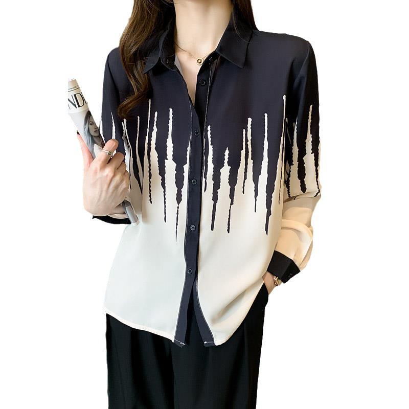 Elegante camicetta da donna in chiffon a maniche lunghe autunno 2024