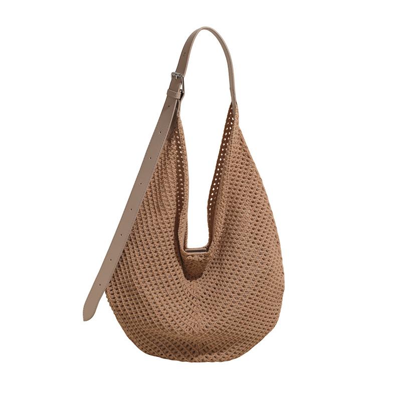 Lazy wind woven shoulder bag women's summer new beach bag niche hollow tote bag messenger bag