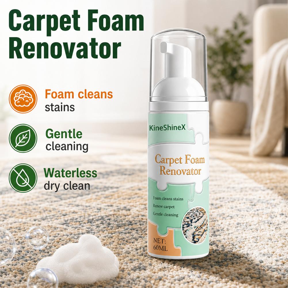 60ML Carpet Foam Renovator Deep Stain Removal Fast Acting No Damp Residue With Cleaning Towel Waterless Seat Cleaner