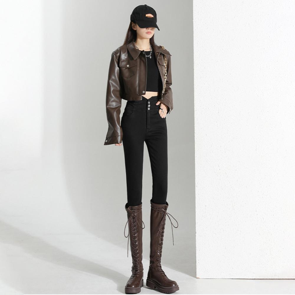 High-waisted Jeans Women's Autumn and Winter 2025 New Elastic Design Feeling Thin Spice Girl Pants Pencil Pants