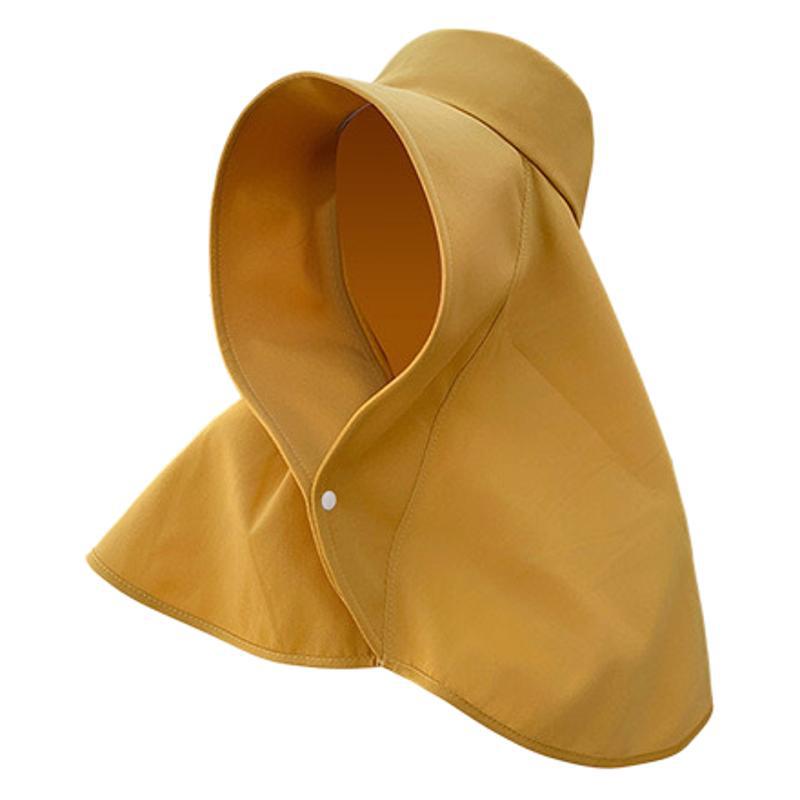 Women's Wide Brim Sun Hat with Integrated Neck and Face UV Protection, Ponytail Slot, and Shawl.