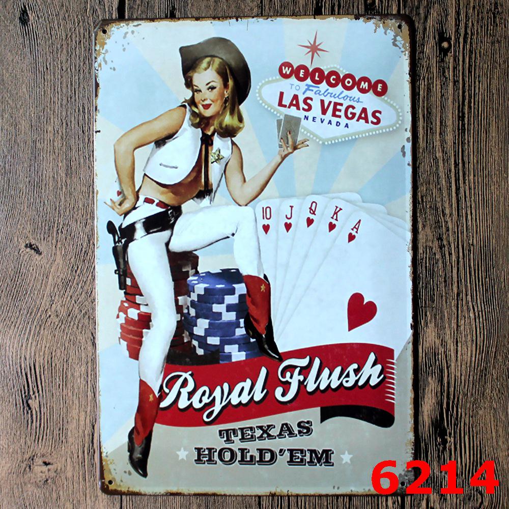 Retro Casino Tinplate Decorative Painting for Bar or KTV 