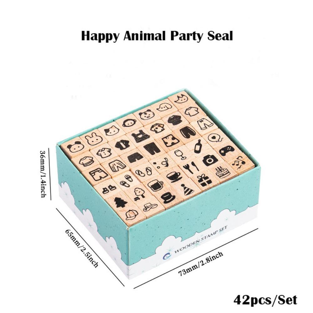 42Pcs/Set Lightweight Mini Stamp Numbers Seals Wooden Multipurpose Letters Seals Clear Carving Geometric Figures Seals