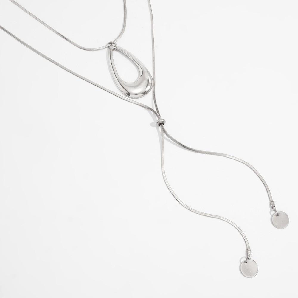 Teardrop Hollow Pendant Chain Snake Chain Y Chain Fashion Layer Necklace  Daily Commute