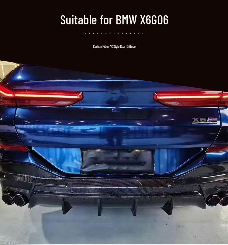BMW X6 G06 AC Carbon Fiber Rear Diffuser Bumper Lip Spoiler