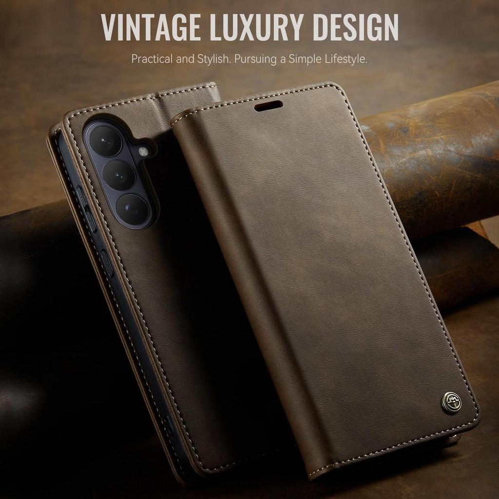 For Samsung Galaxy S26 Plus Case, PU Leather Wallet Case with RFID Blocking Card Holder Magnetic Flip Fold Shockproof Durable Protective Phone Case