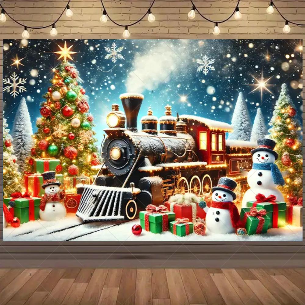 Merry Christmas Background Supplies Winter Snowman Santa Claus Backdrop Xmas Tree Party Decoration Christmas Photography Props