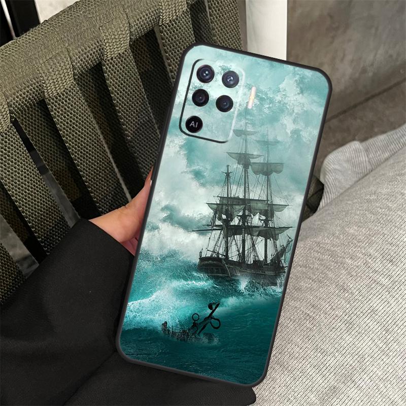 Sailing Pirate Ship Case For Oppo A78 A98 A80 A40 A60 A18 A38 A58 A15 A17 A77 A74 A94 A54 A57S A16 A76 A96 Cover