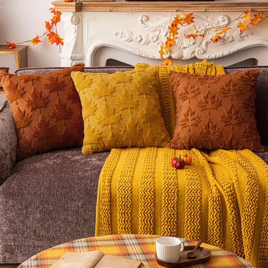 Dekorativní povlak na polštář Výšivka Javorové listy Vzor dýně Povlak na polštář Odnímatelný Snadno čistitelný Pratelný Povlak na ozdobný polštář