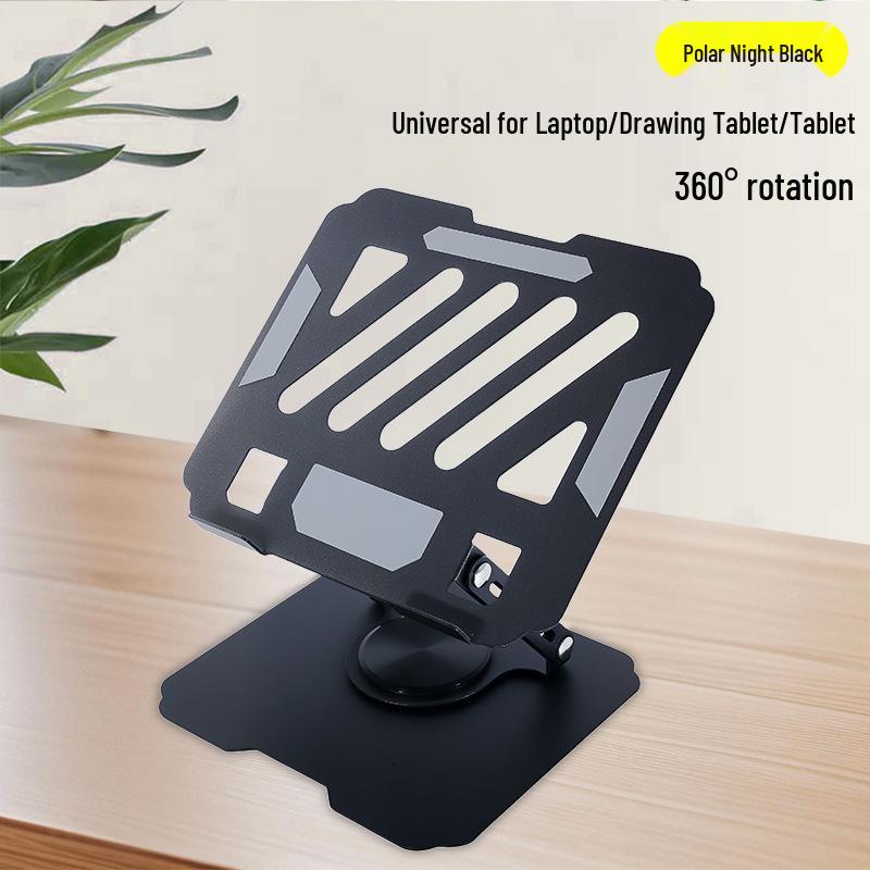 Foldable Metal Laptop & Tablet Stand with 360° Rotation and Double Rod Support