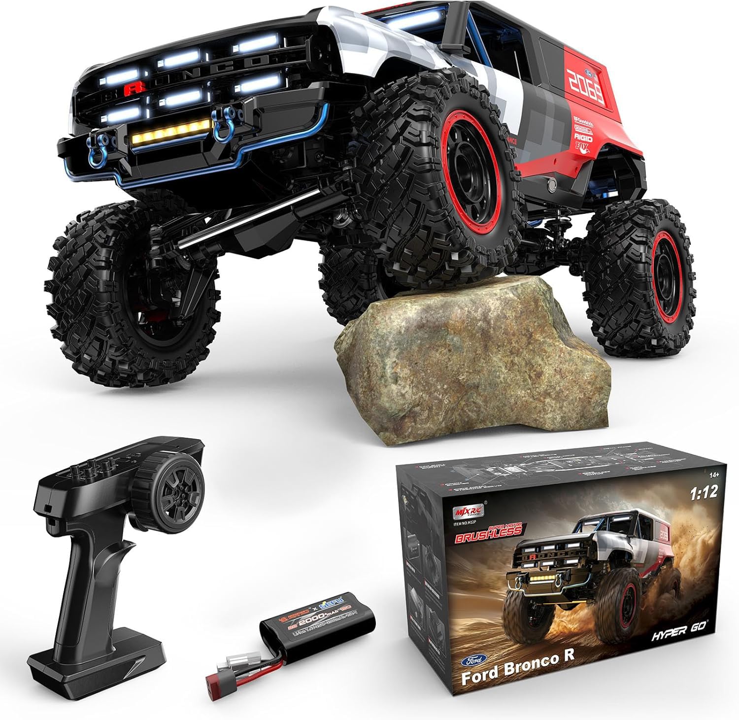 

MJXRC H12P 4WD Brushless Alloy Metal Run Bronco Baja Officially Licensed Ford Includes Japanese Certified in Japan 112 Radio-Controlled Crawler,