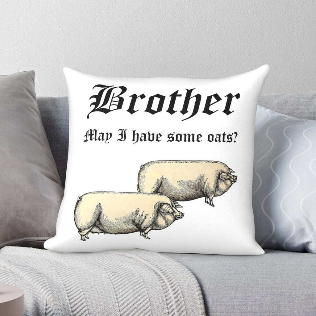 Brother May I Have Some Oats Square Pillowcase Polyester Linen Velvet Printed Zip Decorative Pillow Case Car Cushion Cover