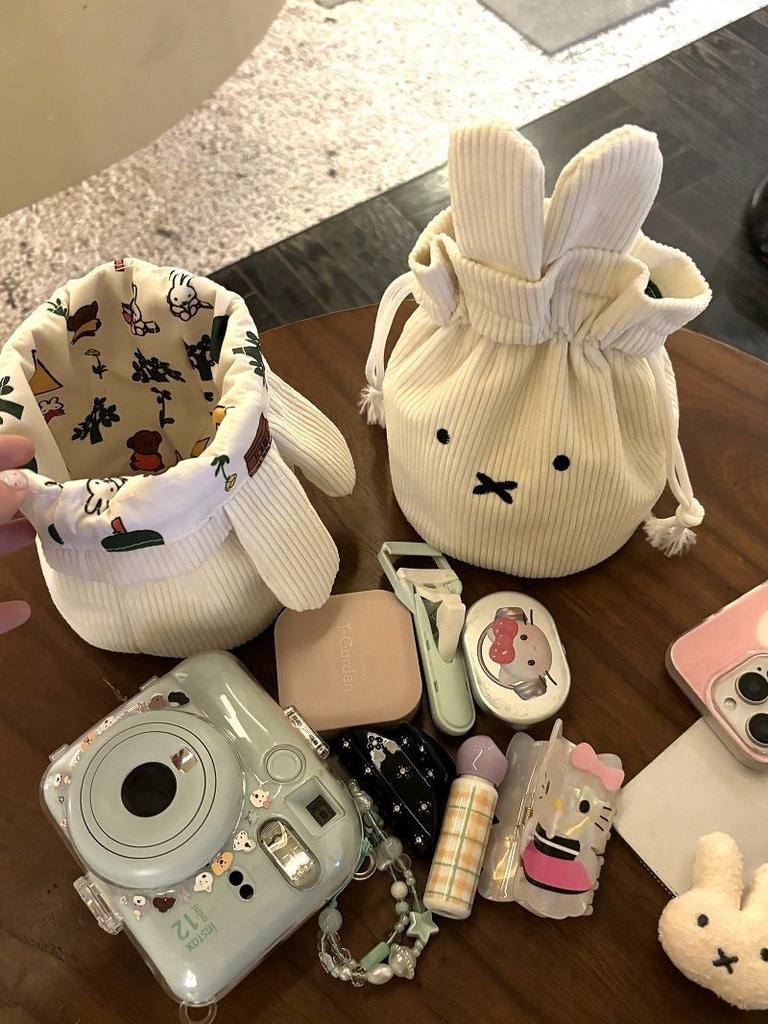 @ Miffy Kawaii Corduroy Bundle Pocket Cute Portable Large Capacity Storage Bag Makeup Bag Drawstring Handbag Cute Gift Toy
