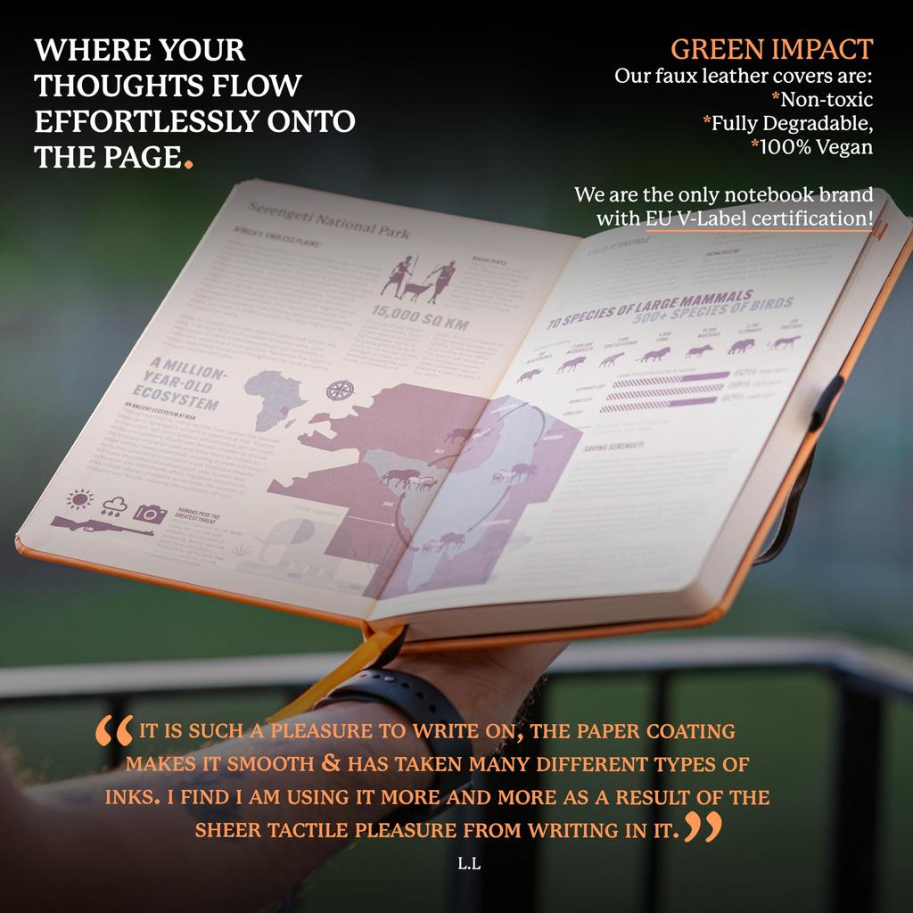 Dingbats Earth Dot A5 Medium Tangerine Serengeti Hardcover Cream 100gsm Inkproof Paper Numbered Index Key Pages - Notebook, - - - Pages, &