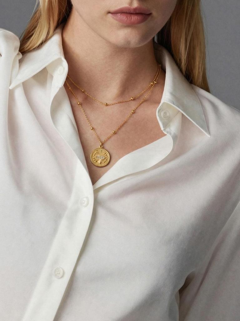 18K Gold Plated Evil Eye Double Layer Necklace with Simple Design