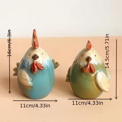 Charming Cartoon Chicken Ceramic Storage Jars , Colorful, Playful Design with Red Comb ,Wattle, Ideal for Kitchen, Office, or Terrace Decor