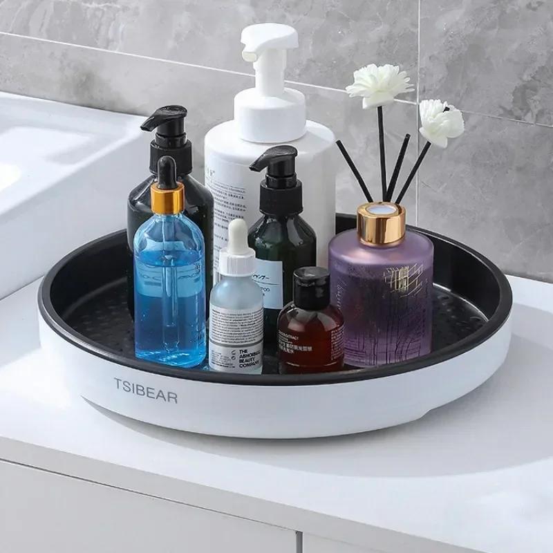 360° Rotation Spice Rack Organizer Cabinet Turntable Seasoning Holder Kitchen Storage Tray for Kitchen Bathroom Refrigerator