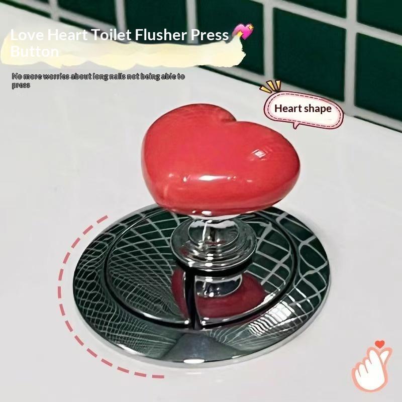 1Pcs Bathroom Water Tank Buttons Heart Shape Toilet Presser Love Toilet Press Button Bathing Room Decor Nail Protector