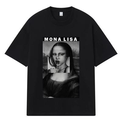 2026 Mona Lisa Estampado Gráfico Streetwear Y2k Harajuku Ropa para Hombre y Mujer Camiseta 100% Algodón Casual Oversize Verano Camiseta para Hombre
