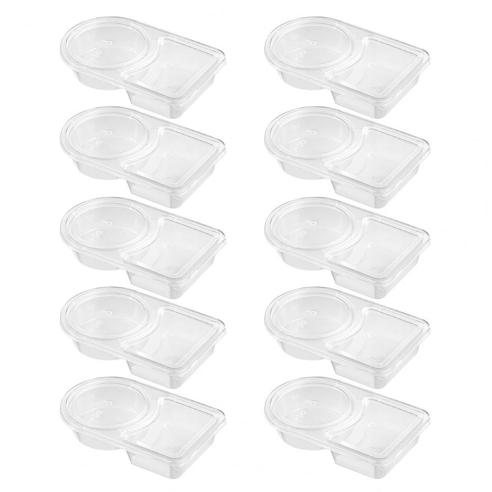 Plastic Spice Box Leakproof Double Compartment Condiment Container with Lids Reusable Seasoning Box for Kitchen for Take-out