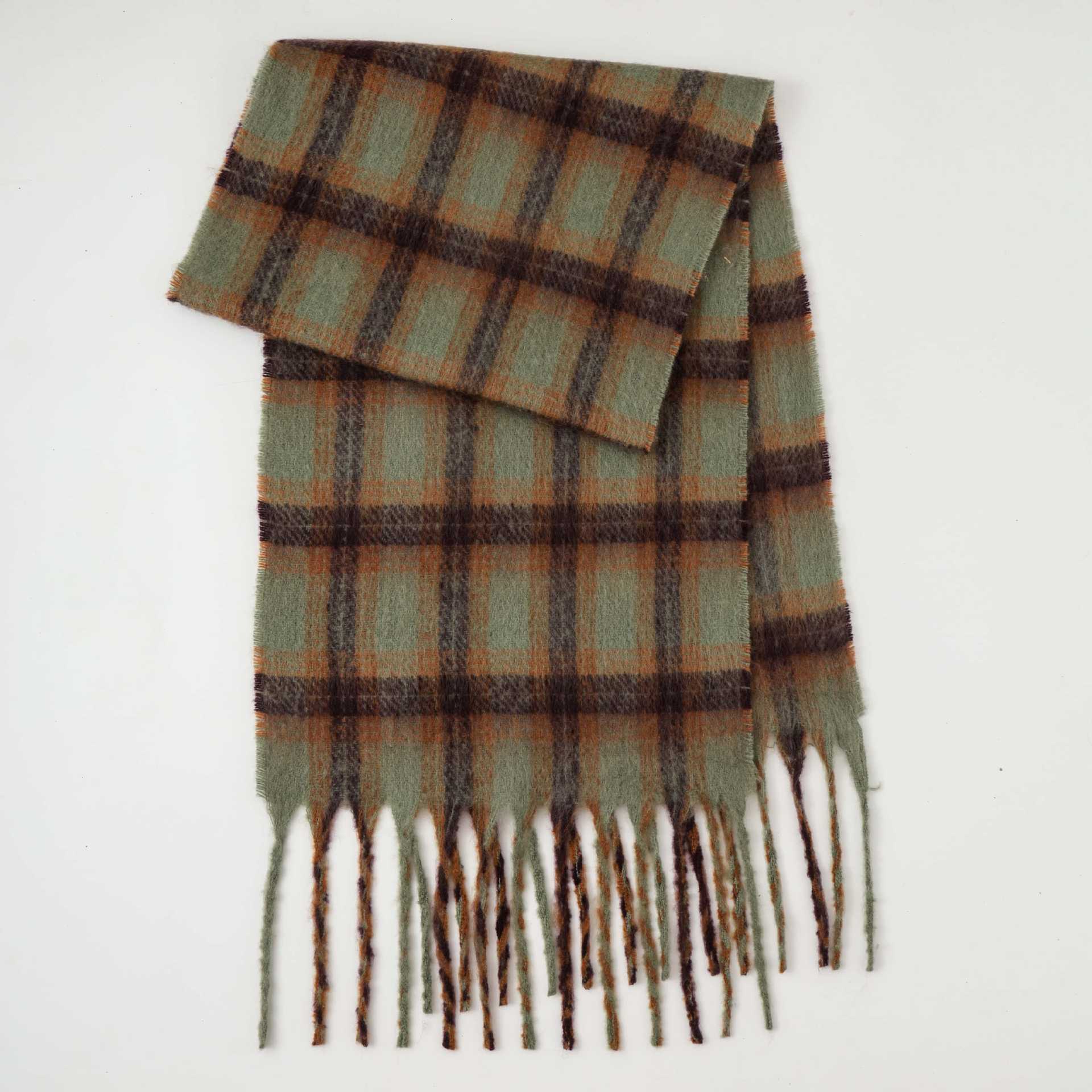 

Новый осенне-зимний контрастный клетчатый шарф высокого класса с утолщением, женский универсальный теплый шарф-шаль, прямая продажа