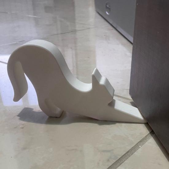 Stretched Cat Door Stopper Wedge Anti-slip Windproof No Drilling Anti-collision Carpet Tile Concrete Wooden Floor Black White Decorative Doorstop