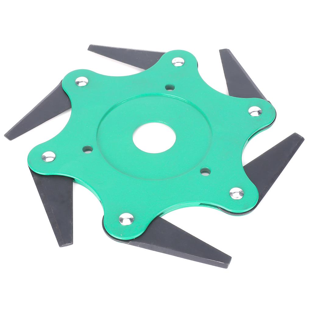6 Teeth Brush Cutter Steel Blade 65mn Agricultural Lawn Mower Grass Trimmer Eater Head (Green)
