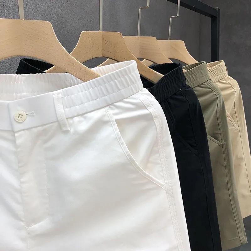 Pantaloni scurți casual de vară pentru bărbați, culoare uni, secțiune subțire, largi, drepți