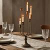 6 Arm Candelabra Worn Finish Tabletop Bronze Toned Iron Candle Stand