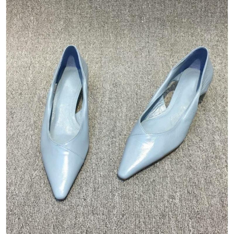 New Woman Comfortable Women's Summer Footwear Moccasins Blue Low Heel Elegant Pointed Toe High Quality Popular Young Pumps