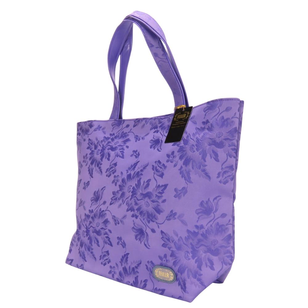 Used FEILER Tote Bag Nylon/Synthetic leather purple Floral