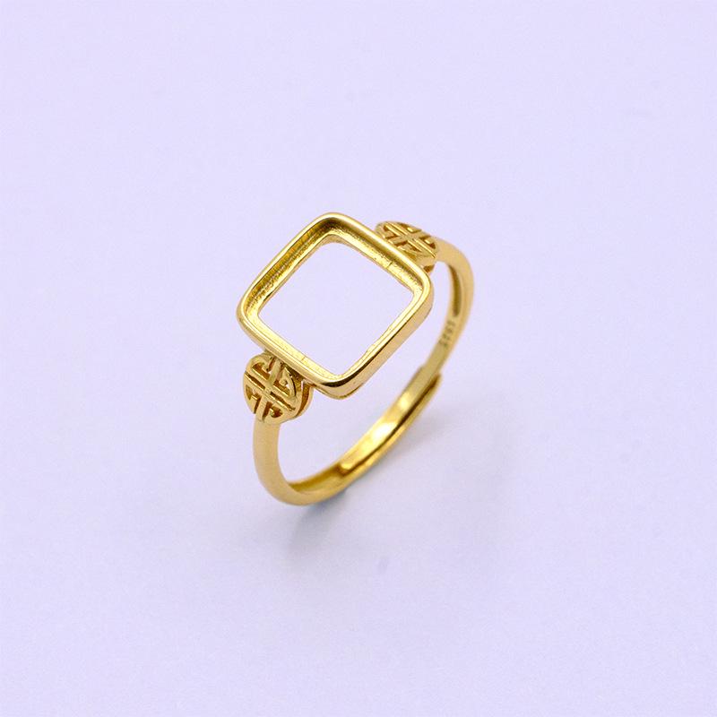 

Gold-Plated S925 Silver Oval Open Ring with Hollow Design Gold 1057 (8.5*8.5)