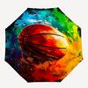 1pz Ombrello Colorato Basketball Splash Apertura/Chiusura Automatica, Design Pieghevole Portatile, Telaio in Ferro, Esterno, Regalo per Appassionati e Viaggiatori.X013
