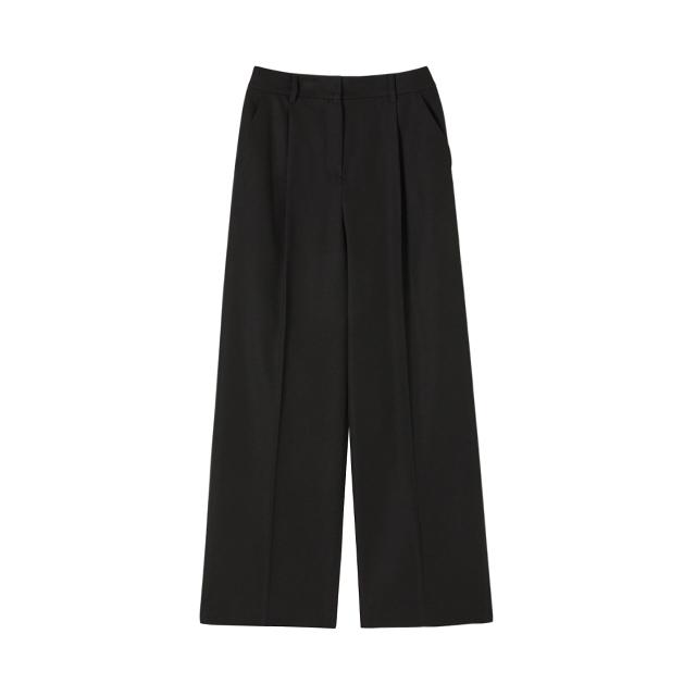 LAP Poly Single-Pleat Semi-Wide Pants Aq2Wp561
