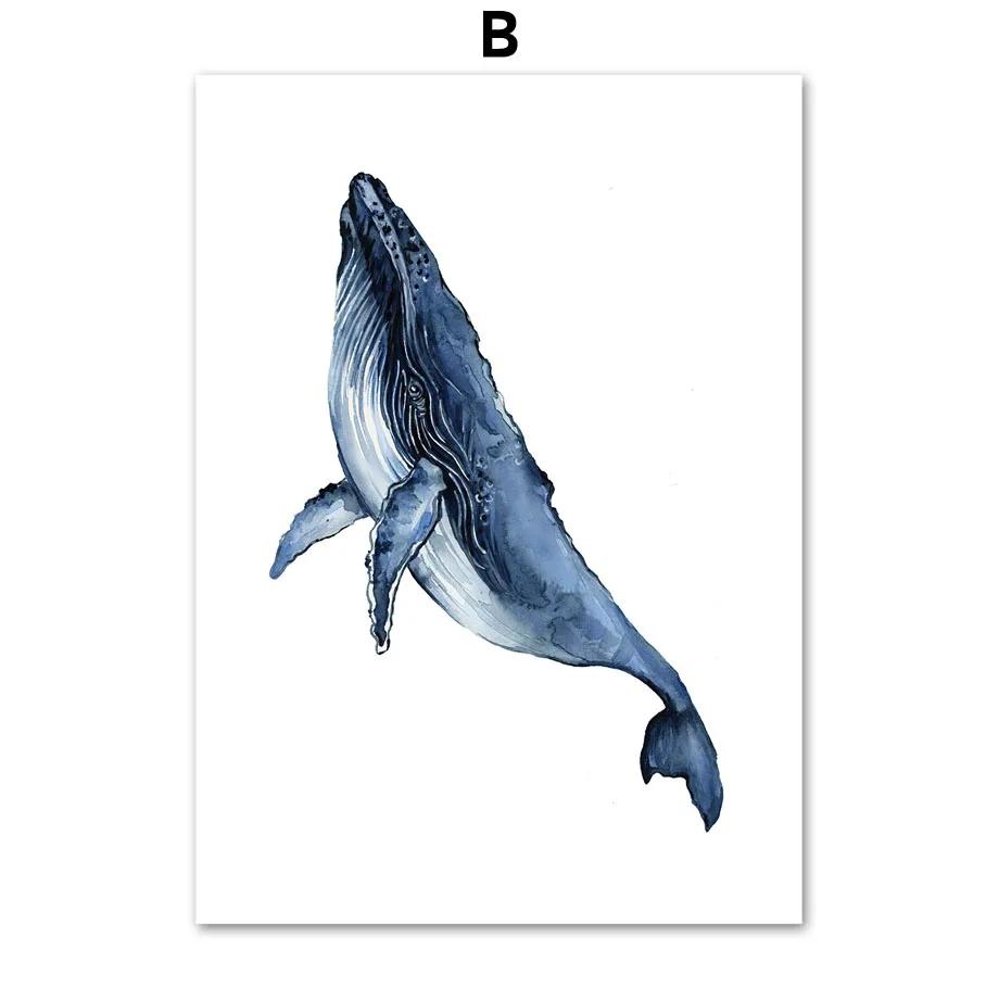 Balena Delfino Granchio Pesce Polpo Cavalluccio Marino Corallo Oceano Poster e Stampe Pittura su Tela Arte da Parete Immagini Camera dei Bambini Decorazione per la Casa