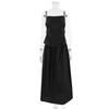 Womens French Style Black Cami Dress Set Cotton High Waist Long Skirt 2 Piece Outfit