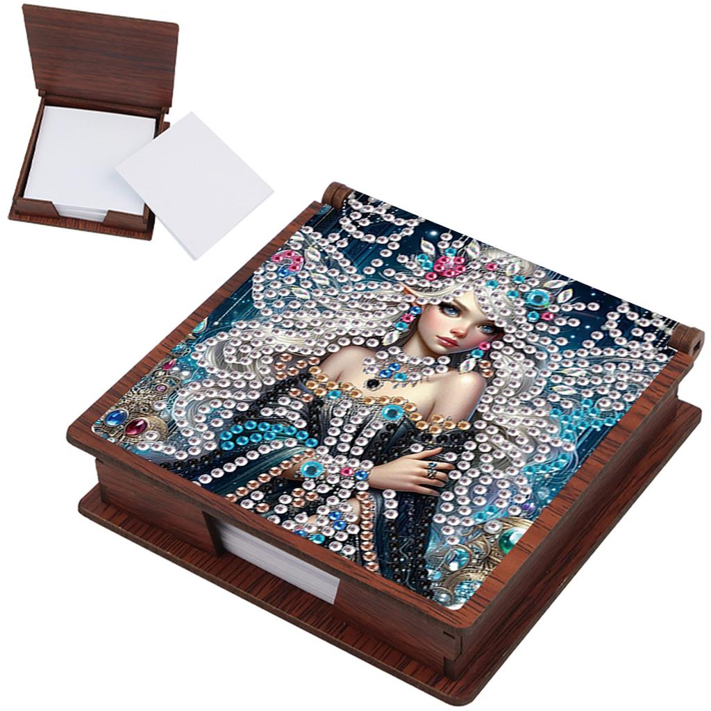 Wooden DIY Diamond Painting Kit Note Box with 160 Papers Diamond Painting Note Box for Home Office and School Supplies