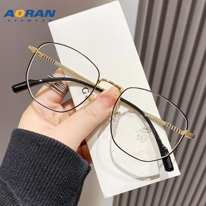 Men's Flat Light Polygon Eyeglass Frame, Enhances Facial Appearance, Women's Glasses with Myopia and Blue Light Protection.