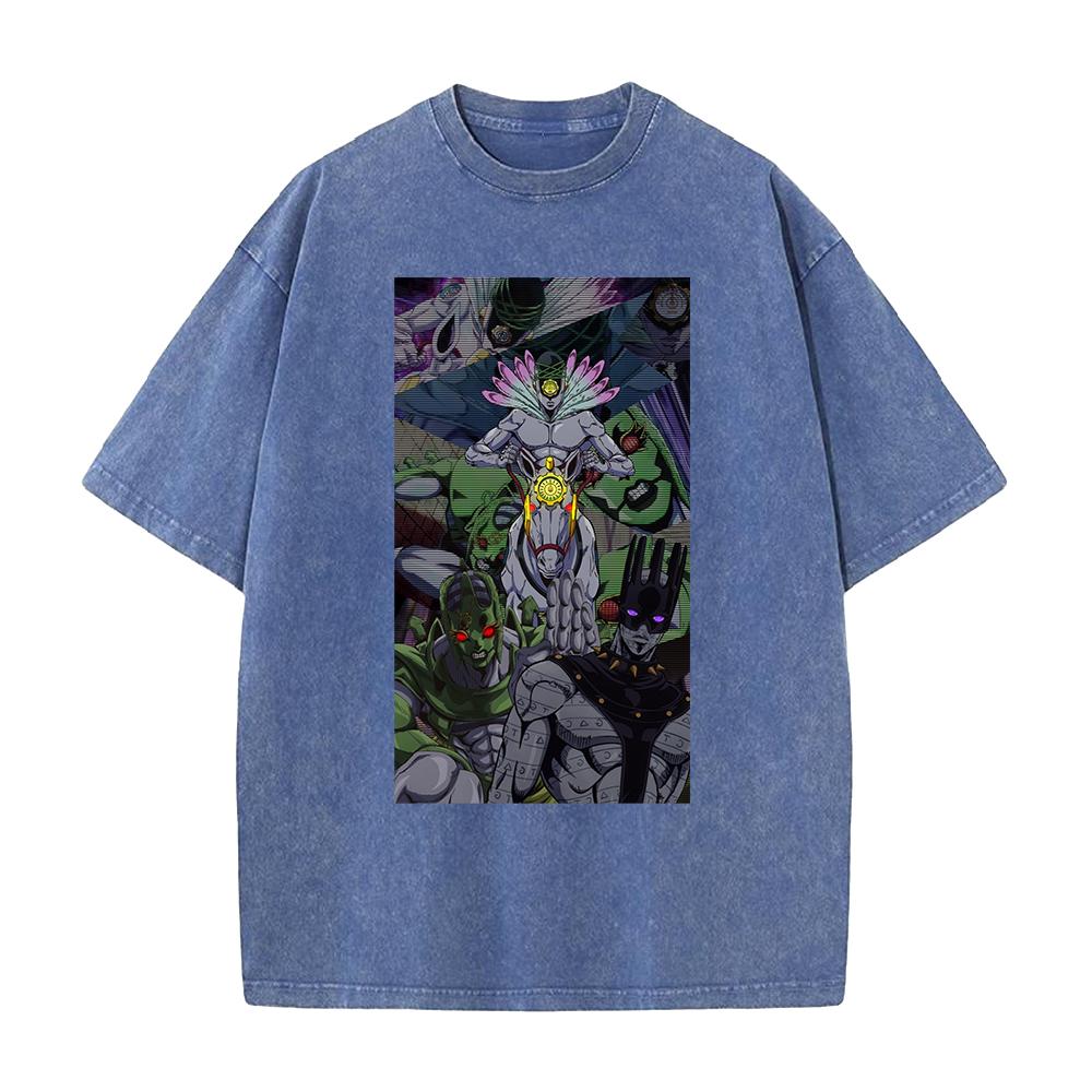 

Made In Heaven Print T-shirt Anime JoJo s Bizarre Adventure Clothing Men Women Cotton Tshirts Retro Washed T Shirt Harajuku Tops XXL